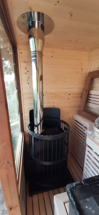 Spruce and Obeche and Lunawood External Sauna